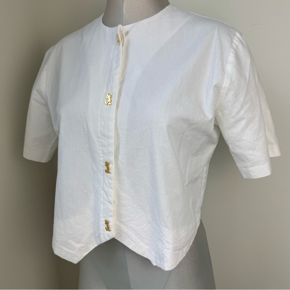 Vintage The 1 East Custom Collection White Box Top 100% Cotton Top Size 10